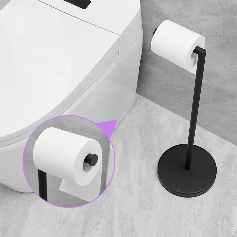 Matte Black Stainless Steel Freestanding Toilet Paper Holder