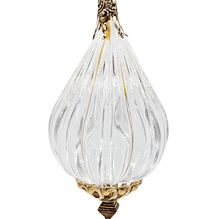 Clear and Silver Acrylic Drop Ornaments with Polyester Tassels, Set of 12