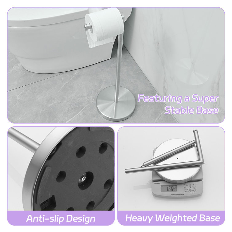 Matte Black Free Standing Toilet Paper Holder with Cover