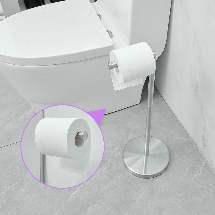 Matte Black Free Standing Toilet Paper Holder with Cover