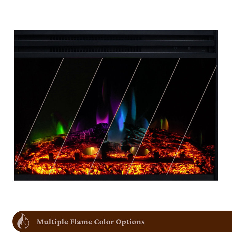 Sienna 34'' White MDF Electric Fireplace with Multi-Color Flame and Log Insert
