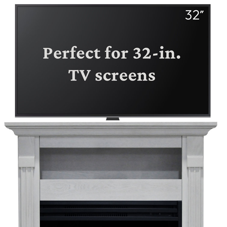 Sienna 34'' White MDF Electric Fireplace with Multi-Color Flame and Log Insert