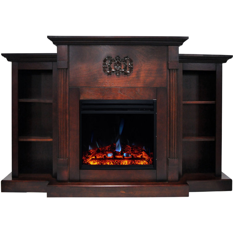 Sanoma 72'' Walnut Electric Fireplace with Multi-Color Flame and Mantel