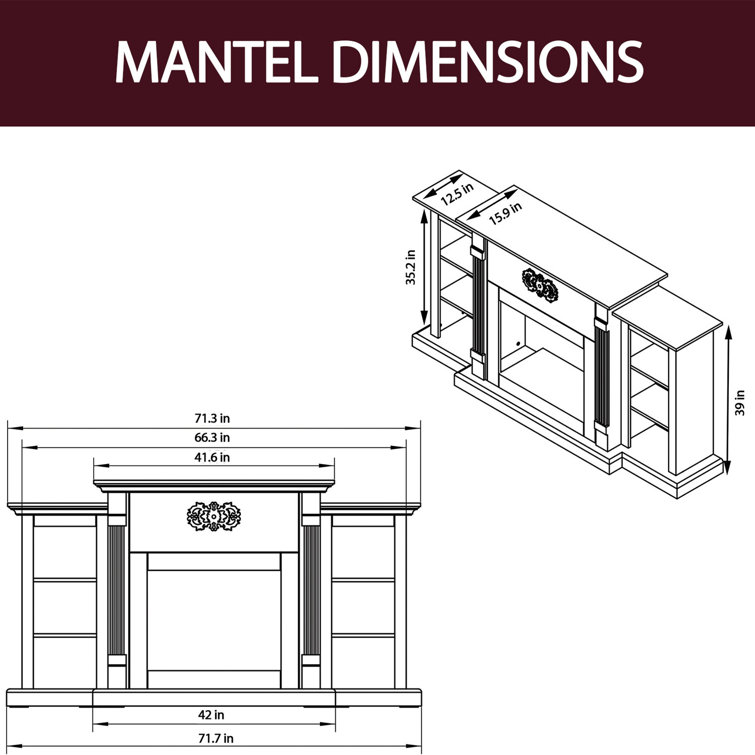 Sanoma 72'' Walnut Electric Fireplace with Multi-Color Flame and Mantel