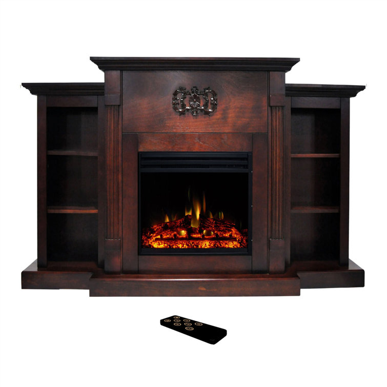 Sanoma 72'' Walnut Electric Fireplace with Multi-Color Flame and Mantel