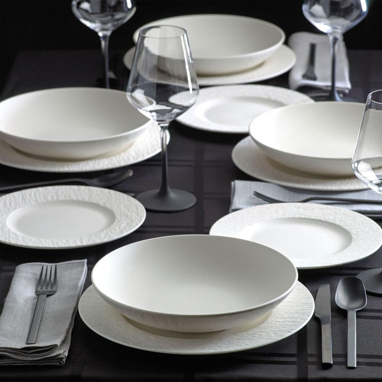 White Porcelain 12-Piece Minimalist Dinnerware Set