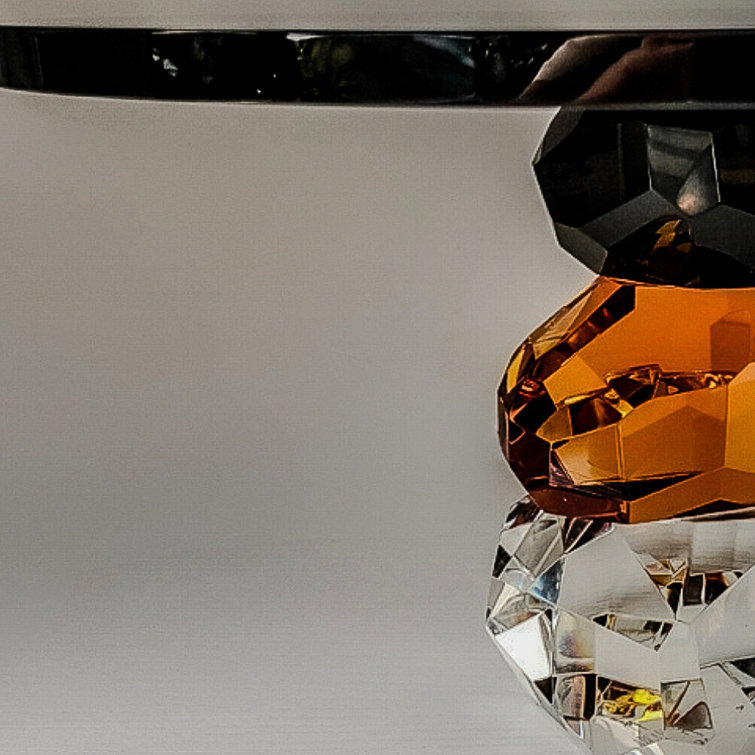 Handmade Round Amber and Black Crystal Cake Stand