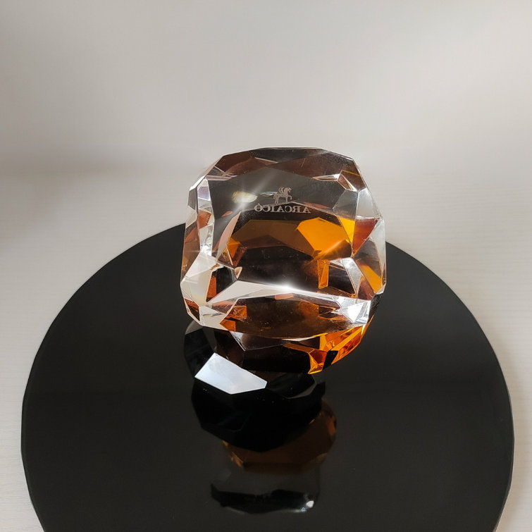 Handmade Round Amber and Black Crystal Cake Stand