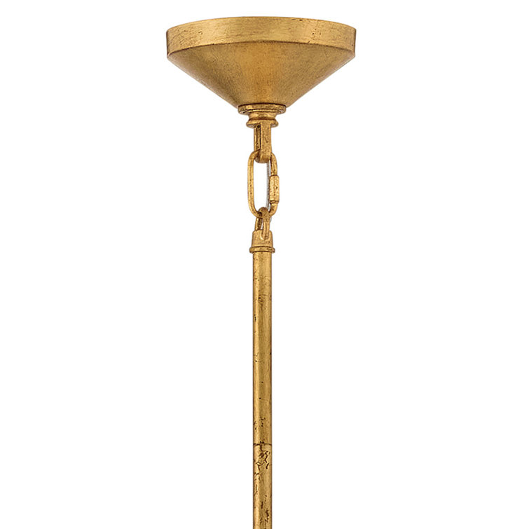 Azalea 12-Light Distressed Brass and Glass Chandelier