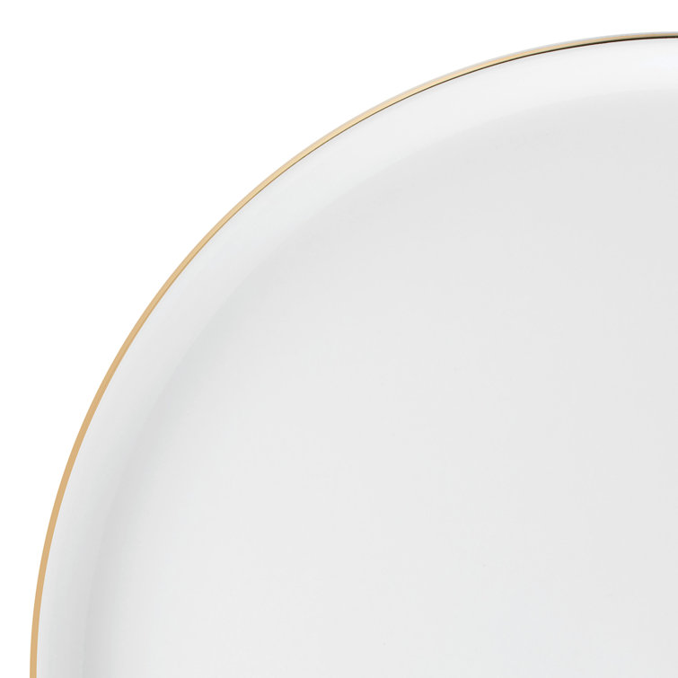 Elegant White Porcelain Dinnerware Set with Gold Accents, Service for 4