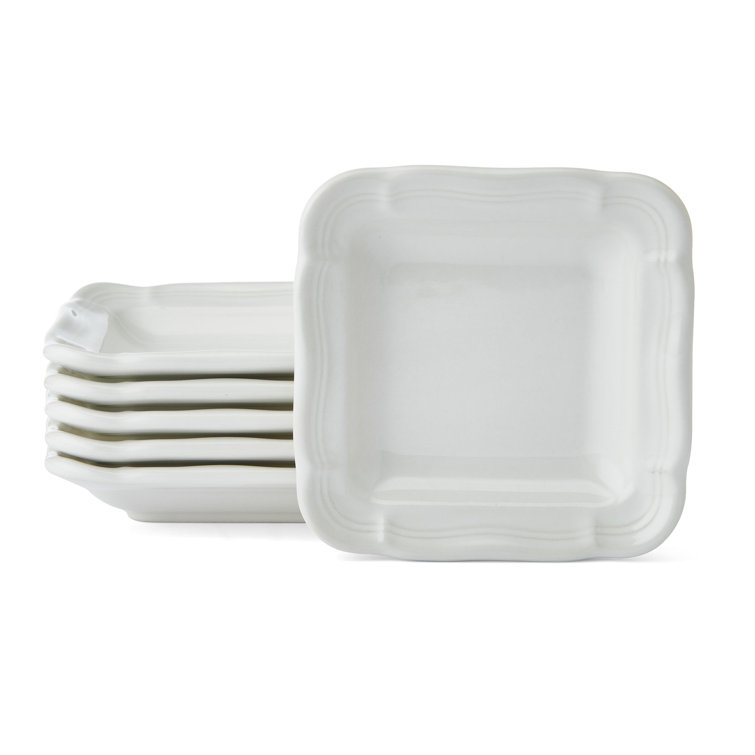 Creamy White Ceramic Square Appetizer Plates Set of 6