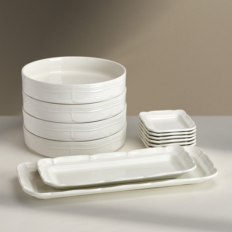 Creamy White Ceramic Square Appetizer Plates Set of 6