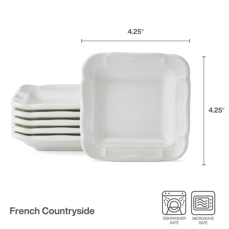 Creamy White Ceramic Square Appetizer Plates Set of 6