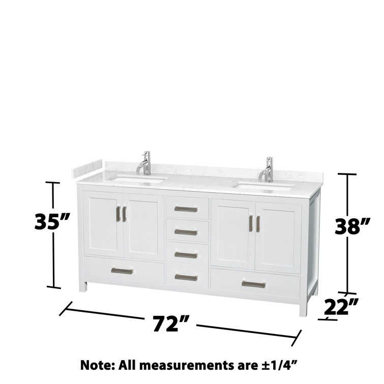 Sheffield 72'' White Double Freestanding Bathroom Vanity with Carrara Marble Top