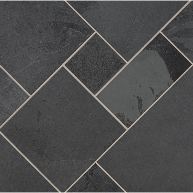 Montauk Black Slate Large Outdoor Rectangle Tile
