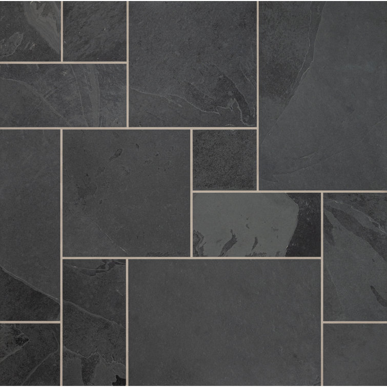 Montauk Black Slate Large Outdoor Rectangle Tile