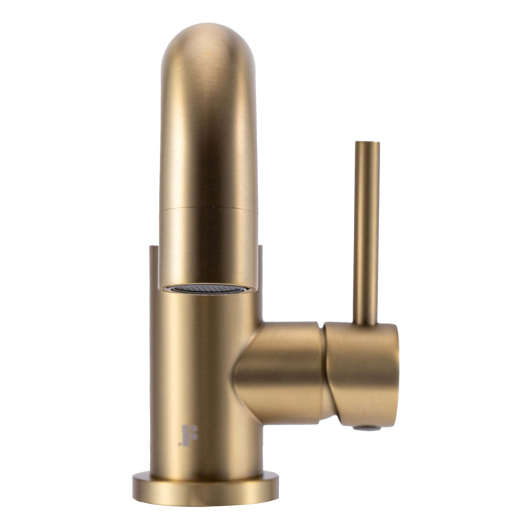 Satin Brass Single Handle Bathroom Faucet with Modern Design