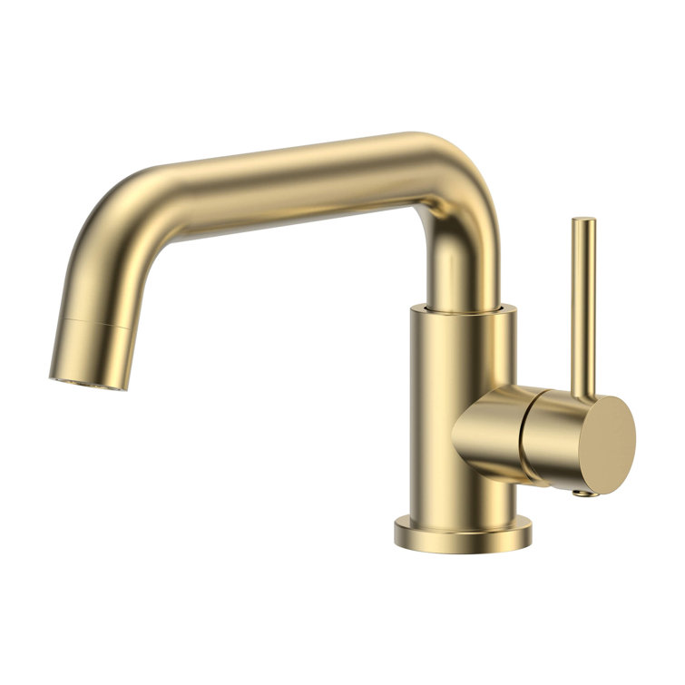 Satin Brass Single Handle Bathroom Faucet with Modern Design