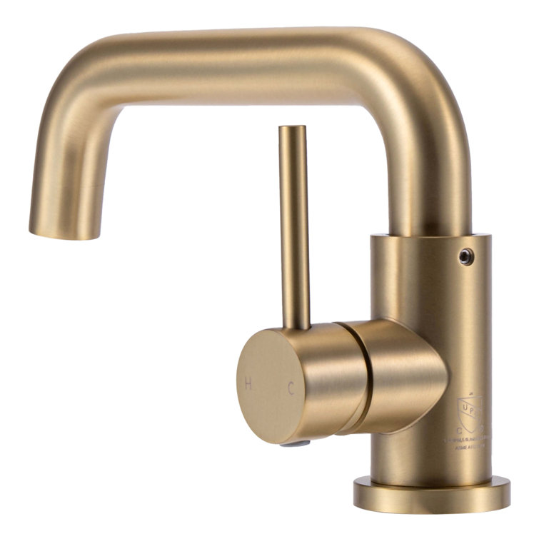 Satin Brass Single Handle Bathroom Faucet with Modern Design