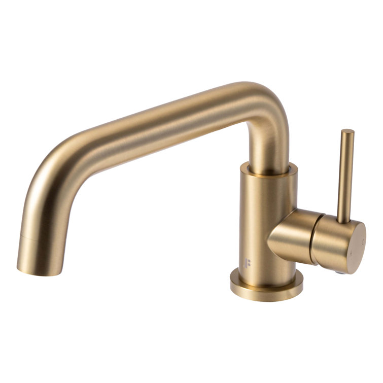 Satin Brass Single Handle Bathroom Faucet with Modern Design