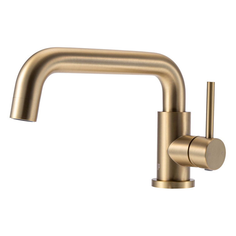 Satin Brass Single Handle Bathroom Faucet with Modern Design