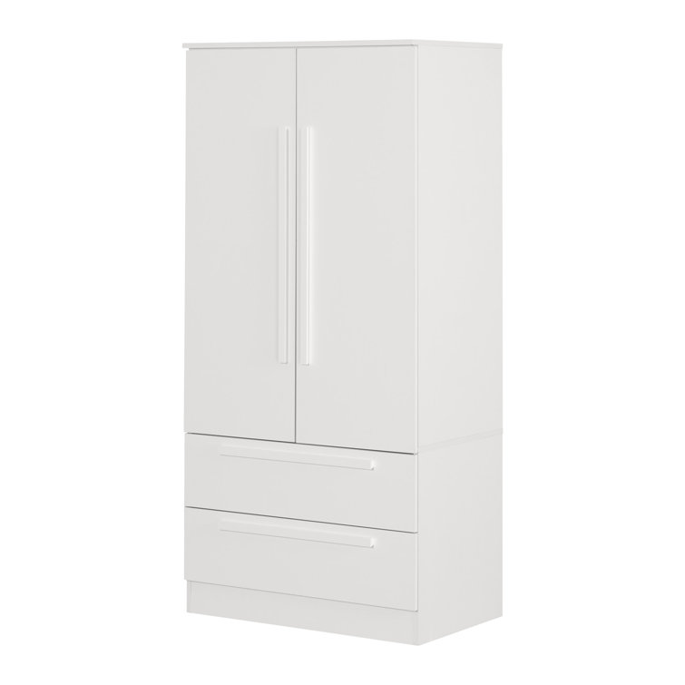 Pure White Contemporary Hinged Door Wardrobe with Drawers