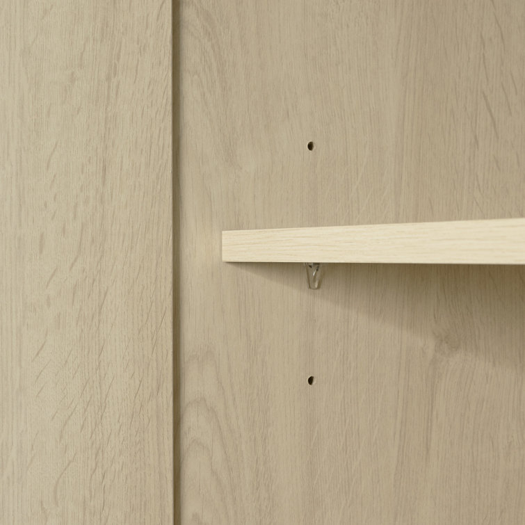 Bleached Oak Contemporary Hinged Wardrobe with Drawers and Shelves
