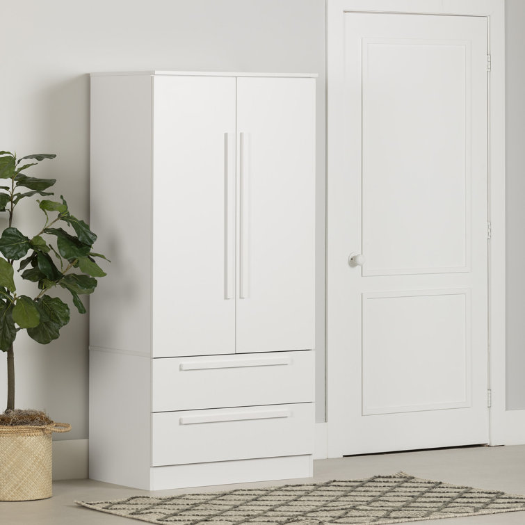 Pure White Contemporary Hinged Door Wardrobe with Drawers
