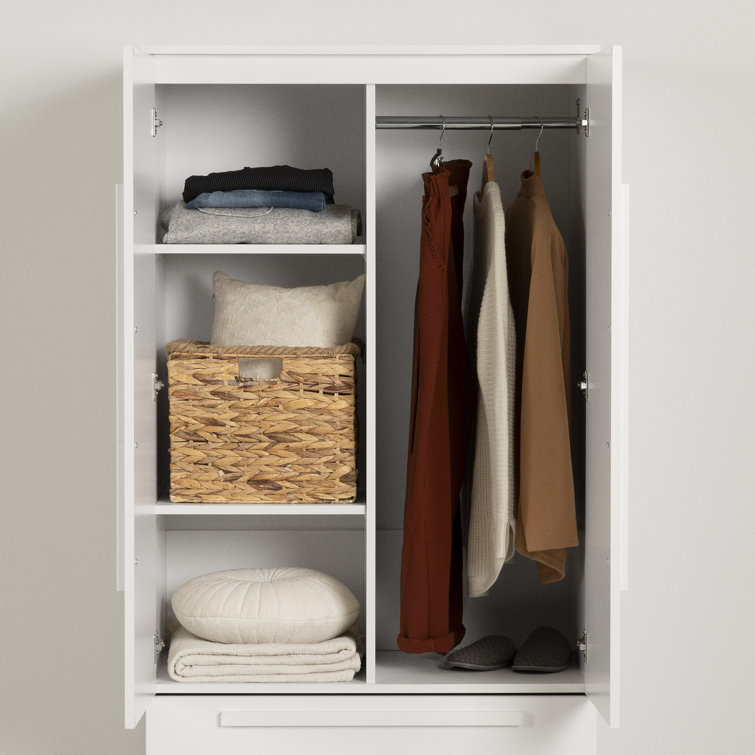 Pure White Contemporary Hinged Door Wardrobe with Drawers