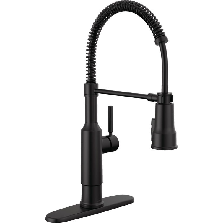 Matte Black Single Handle Pull-Down Spring Kitchen Faucet