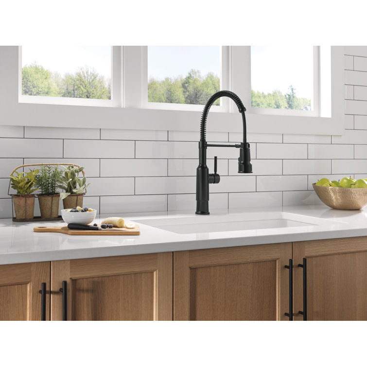 Matte Black Single Handle Pull-Down Spring Kitchen Faucet
