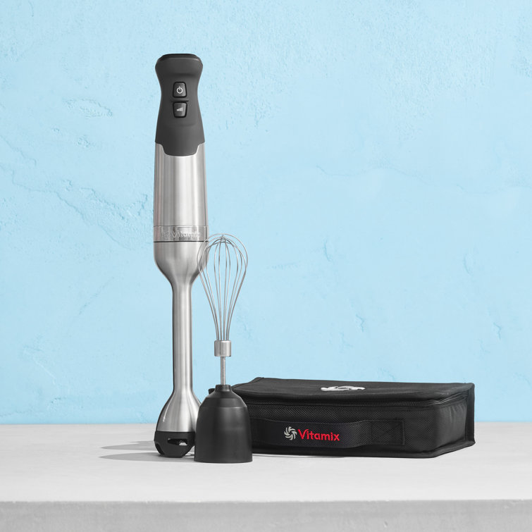 Silver Stainless Steel Immersion Blender with Whisk and Storage Case