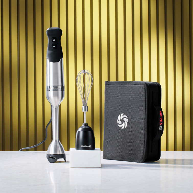 Silver Stainless Steel Immersion Blender with Whisk and Storage Case
