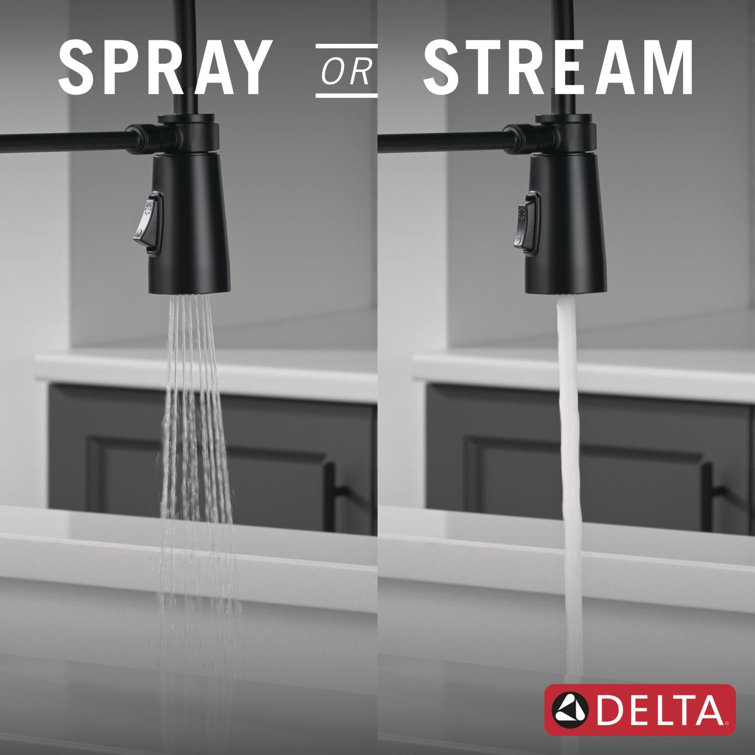 Matte Black Single-Handle Pull-Down Spring Kitchen Faucet