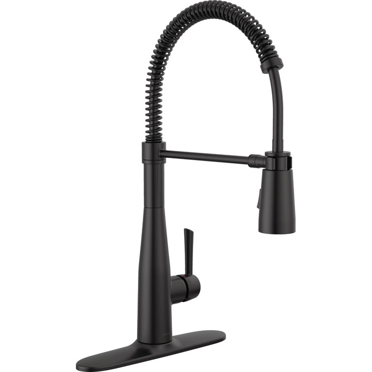 Matte Black Single-Handle Pull-Down Spring Kitchen Faucet