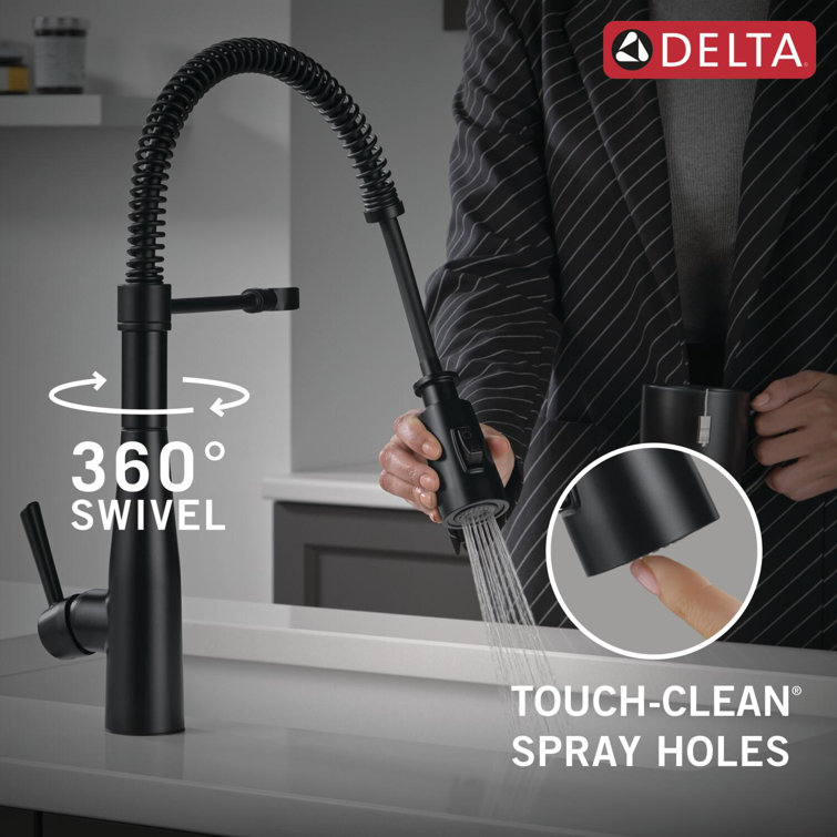 Matte Black Single-Handle Pull-Down Spring Kitchen Faucet