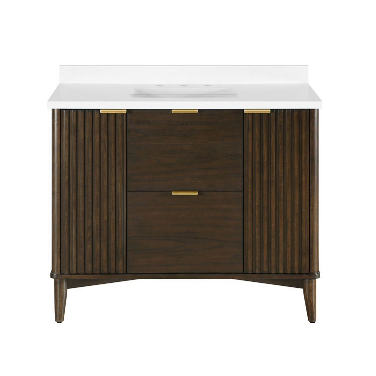Gabi 42" Dark Walnut Freestanding Single Sink Vanity with Premium Countertop