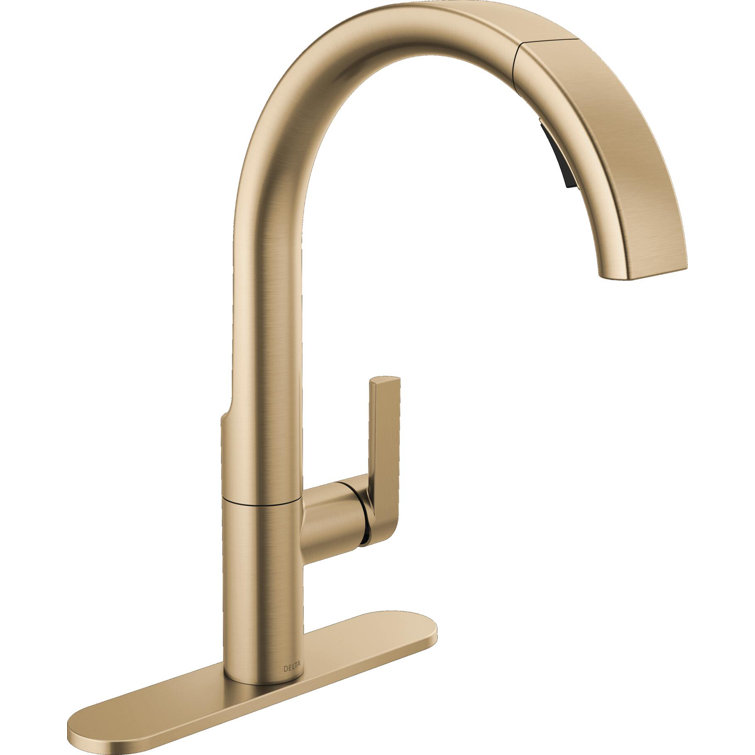 Champagne Bronze Single Handle Pull-Down Kitchen Faucet