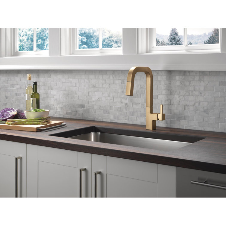 Champagne Bronze Single Handle Pull Down Kitchen Faucet