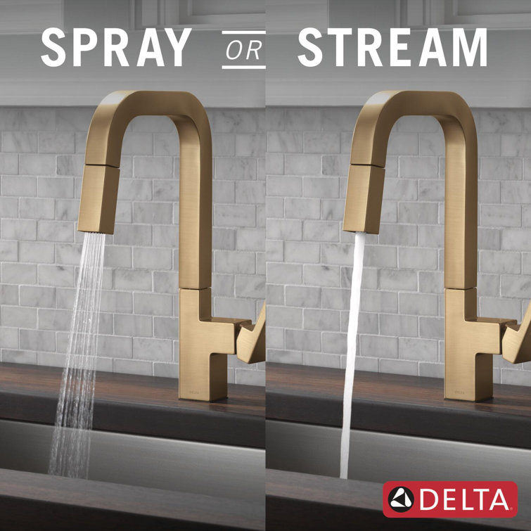 Champagne Bronze Single Handle Pull Down Kitchen Faucet