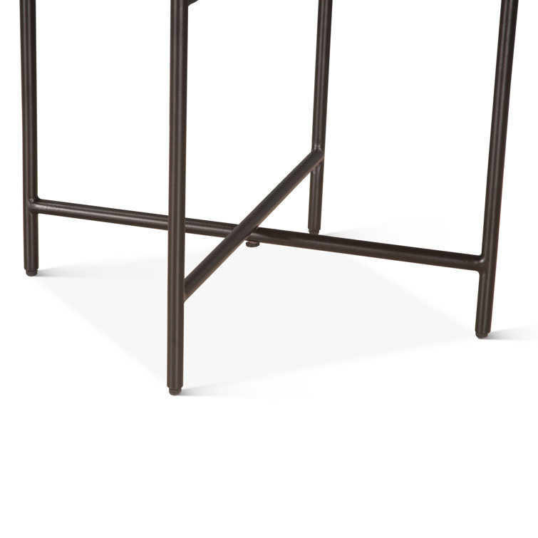 Matte Black Acacia Wood and Iron Nesting Tray Tables