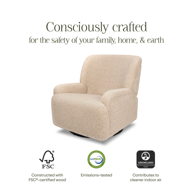 Chai Shearling Extra Wide Swivel Recliner with Wood Base