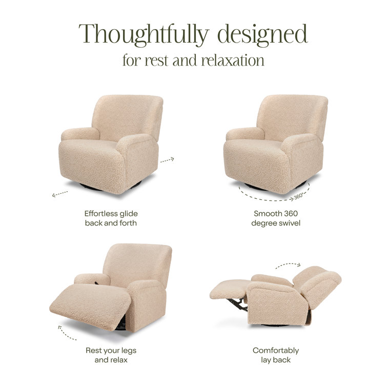 Chai Shearling Extra Wide Swivel Recliner with Wood Base
