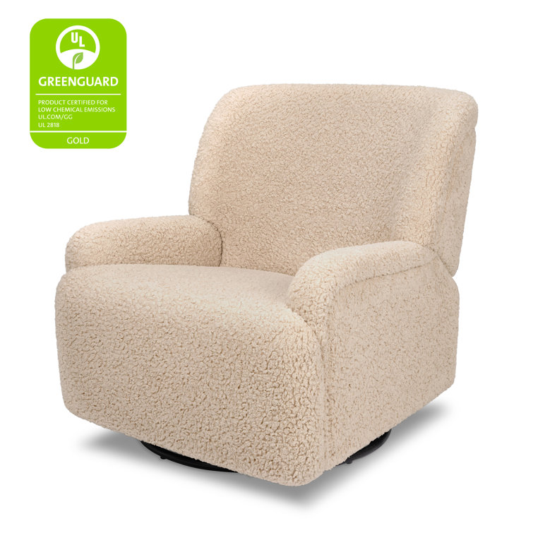 Chai Shearling Extra Wide Swivel Recliner with Wood Base