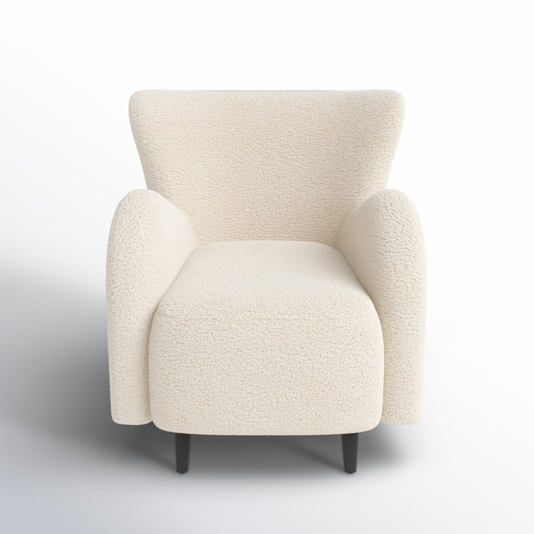 Ivory Faux Lambs Wool Upholstered Wingback Armchair