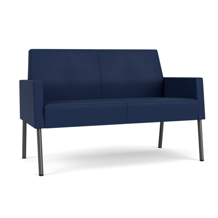 Modena Ink Fabric Charcoal Steel Reception Loveseat