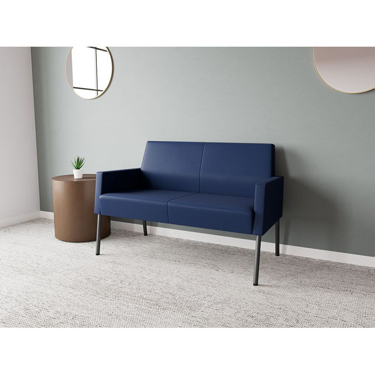 Modena Ink Fabric Charcoal Steel Reception Loveseat