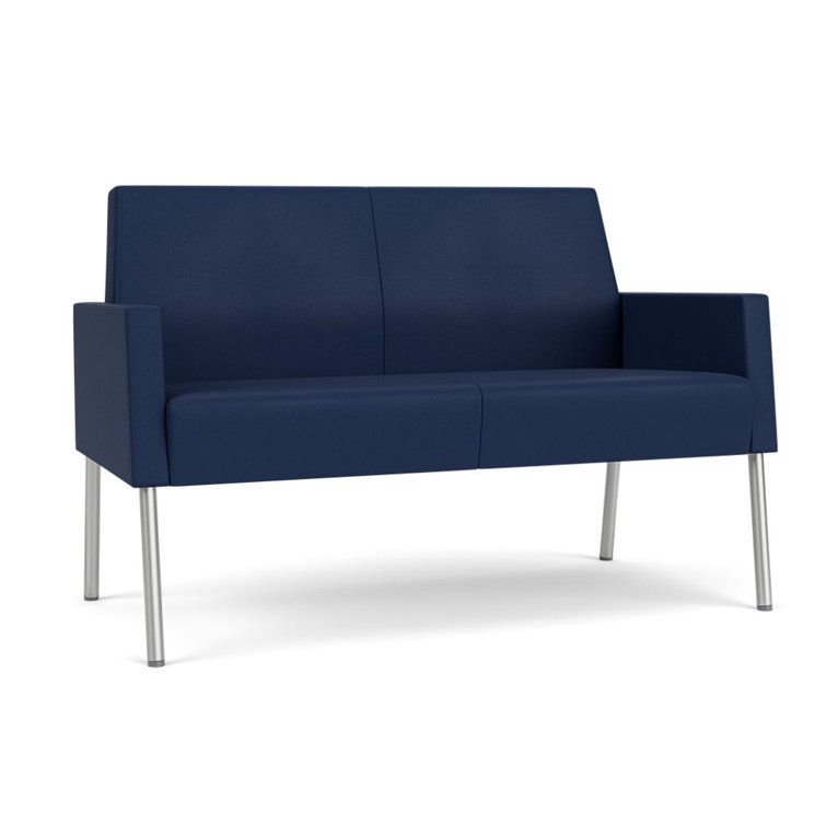 Modena Ink Fabric Silver Steel Reception Loveseat