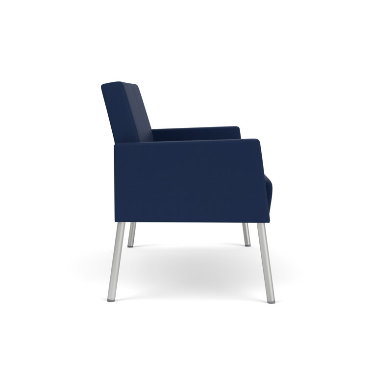 Modena Ink Fabric Silver Steel Reception Loveseat