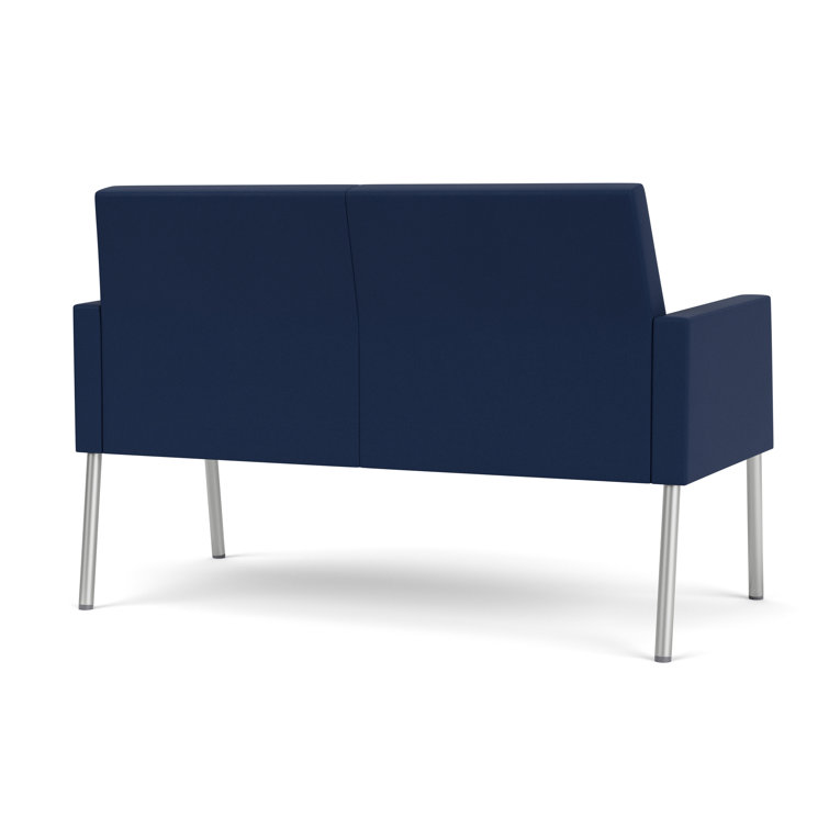 Modena Ink Fabric Silver Steel Reception Loveseat